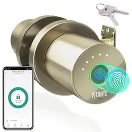Fitnate - Biometric Digital Door Lock Fingerprint Door knob with App Control for Home, Gold - Bronze Golden