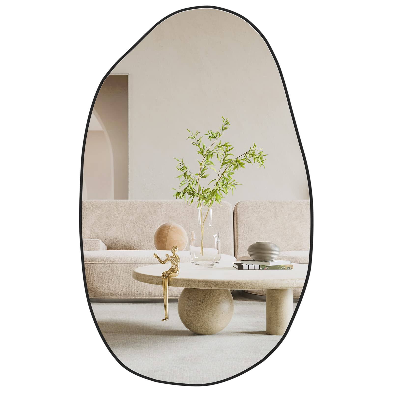 Front. TECH SAFARI - Irregular Asymmetrical Mirror Wall Mounted Vanity Shaped Dressing Decorative For Living Room Bathroom Bedro - Default.