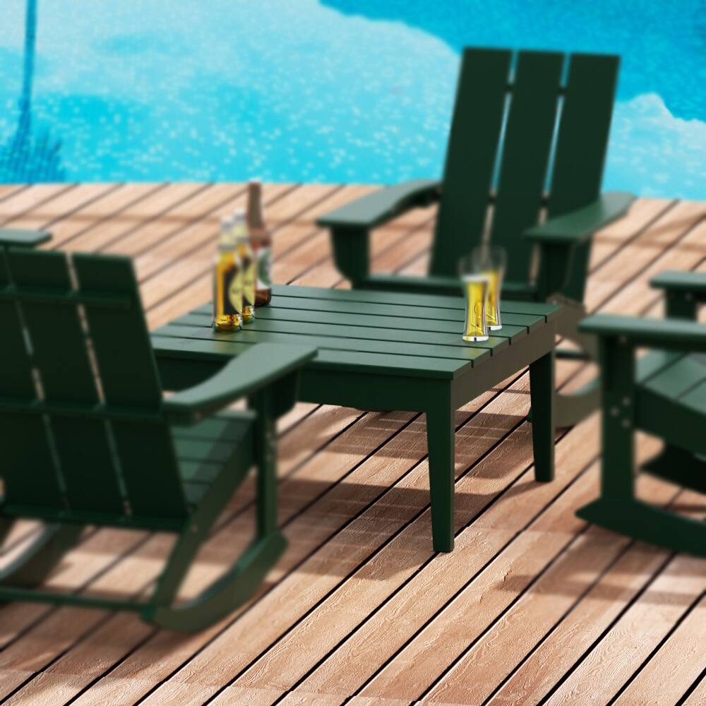 Angle. WestinTrends - WestinTrends Ashore Outdoor Patio Modern Adirondack Conversation Table - Dark Green.