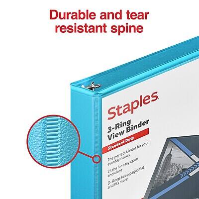 Durable and tear resistant spine

Staples 3-Ring Binder View Duty Standard

The perfect binder for your everyday needs. Easy to open for easy tabs. Flat and 2 close pages keep D-Rings fits more and lasts more.