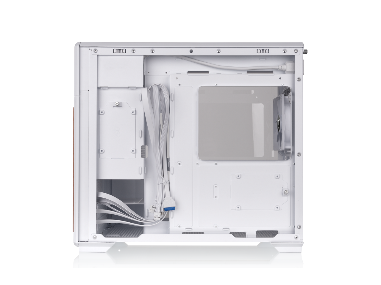 Alt View 4. Thermaltake - Thermaltake TR300 WS Wood Trim Mid Tower, 1x120mm Fan, ATX/mATX/mITX, 360mm Rad, 410mm GPU, Snow - Snow.