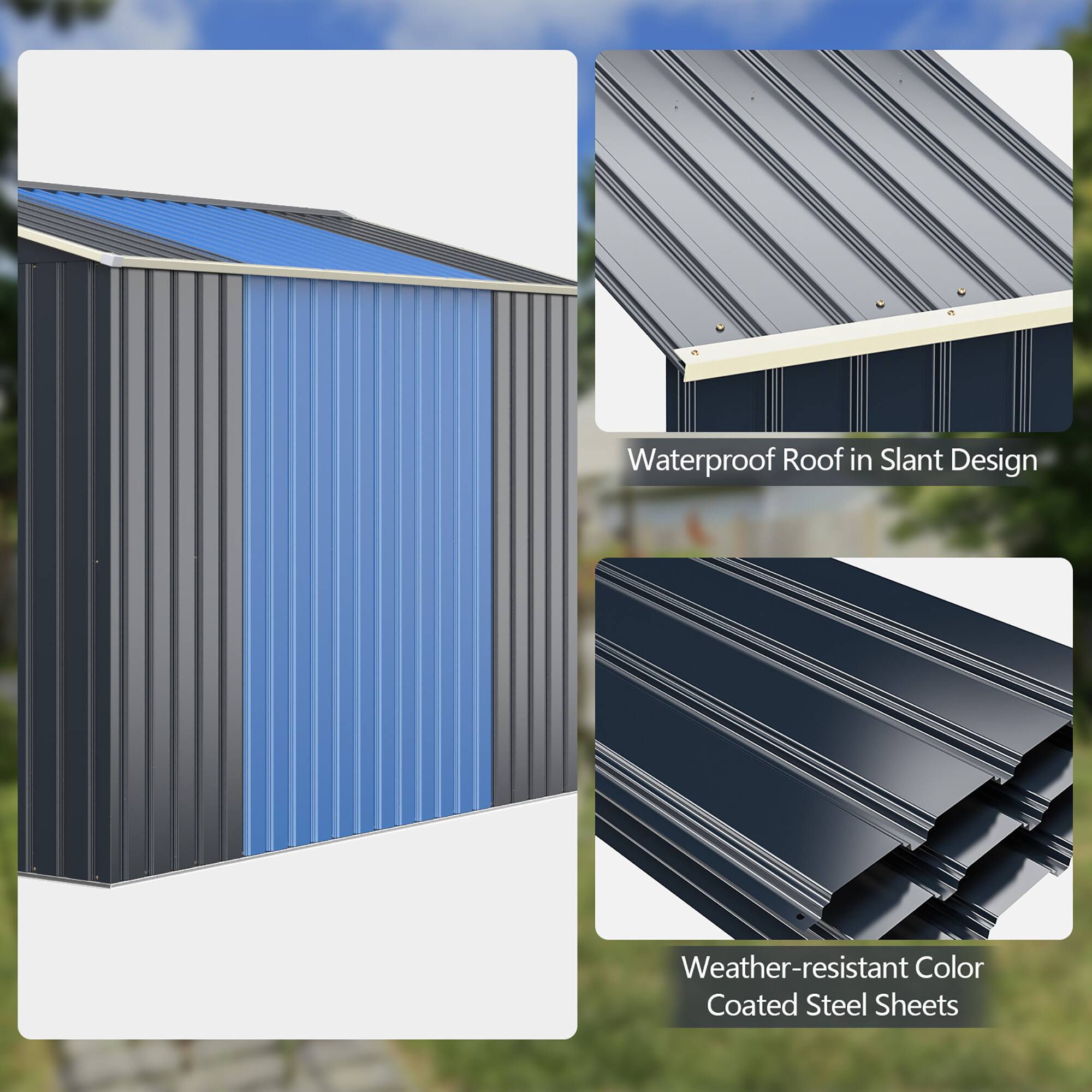 Waterproof Roof in Slant Design Weather-resistant Color Coated Steel Sheets