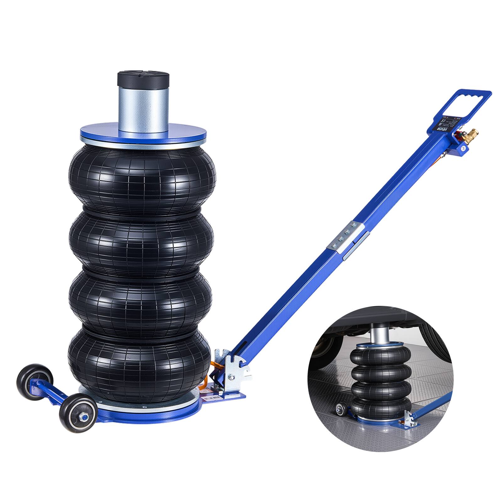Front. VEVOR - Air Jack, 6 Ton/13227 lbs Airbag Jack, Lift Up to 26.5 inch with Heightened Column, Adjustable Handle & Thick Rubber Pad - Blue;Black.