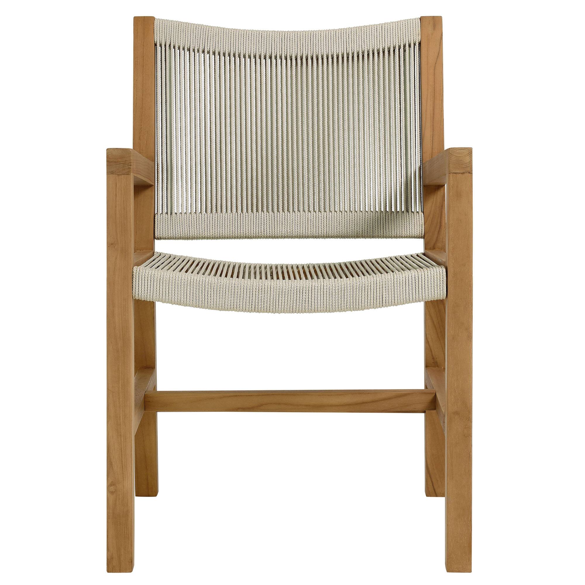 Alt View 5. Modway - Vienna Outdoor Patio Teak and Rope Dining Armchairs Set of 2 by Modway - Natural Natural.