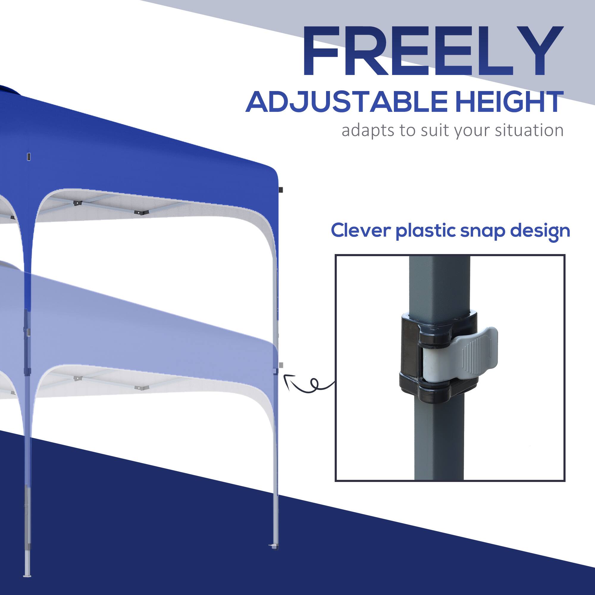 FREELY ADJUSTABLE HEIGHT adapts to suit your situation

Clever plastic snap design