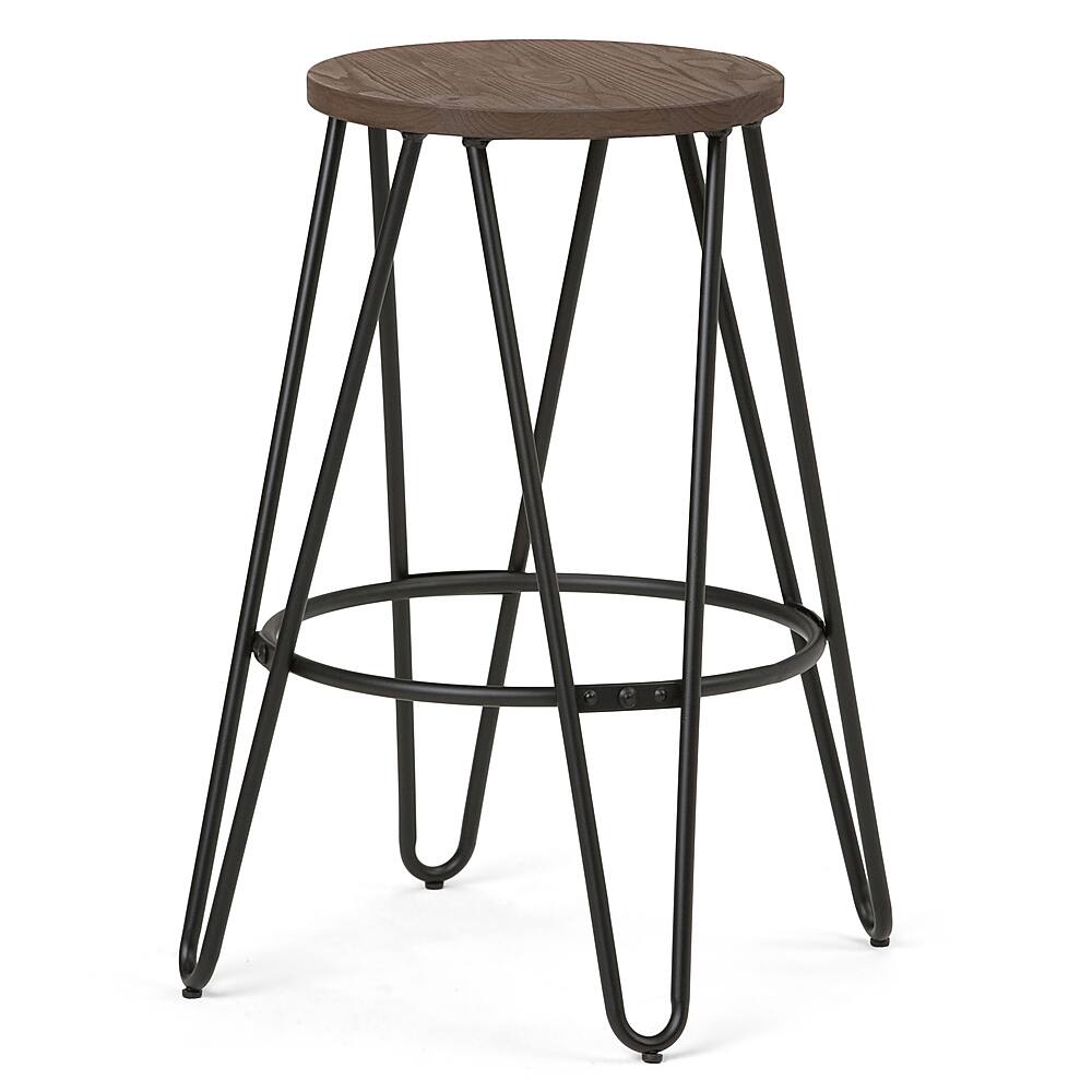 Alt View 16. Simpli Home - Simeon Industrial Metal 26 inch Metal Counter Height Stool with Wood Seat (Set of 2) in Cocoa Brown / Black - Cocoa Brown / Black.