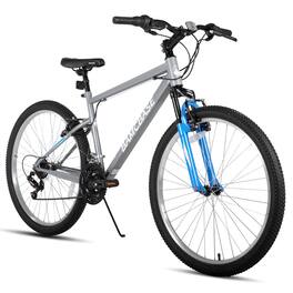 HILAND - BAMCBASE Agave 27.5 inch Mountain Bike with Hi-Ten Steel Frame, Front Suspension Fork, 18 Speed MTB for Adult Men, Grey - Gray
