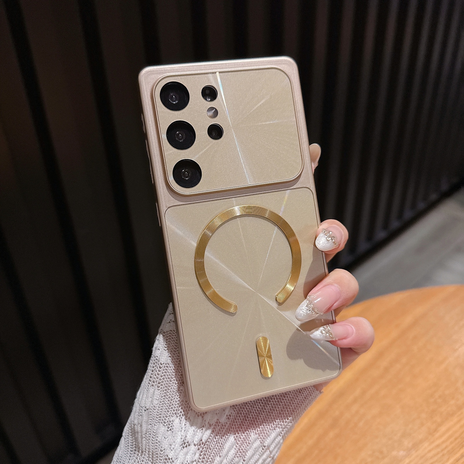UUCOVER- Magnetic Case for Samsung Galaxy S26 Ultra, Compatible with MagSafe, Raised Edge Shockproof CD Texture Protective Cover- Gold