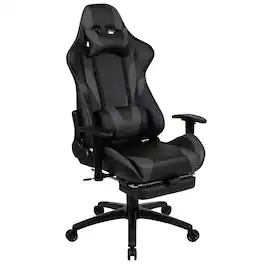 Flash Furniture - X30 Gaming Chair Racing Office Ergonomic Computer Chair with Reclining Back and Slide-Out Footrest LeatherSoft - Gray