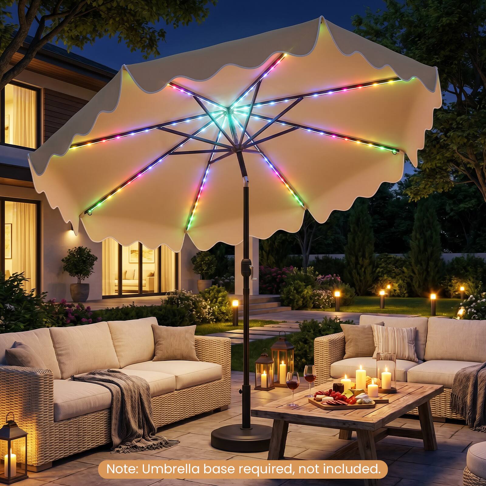 Note: Umbrella base required, not included.