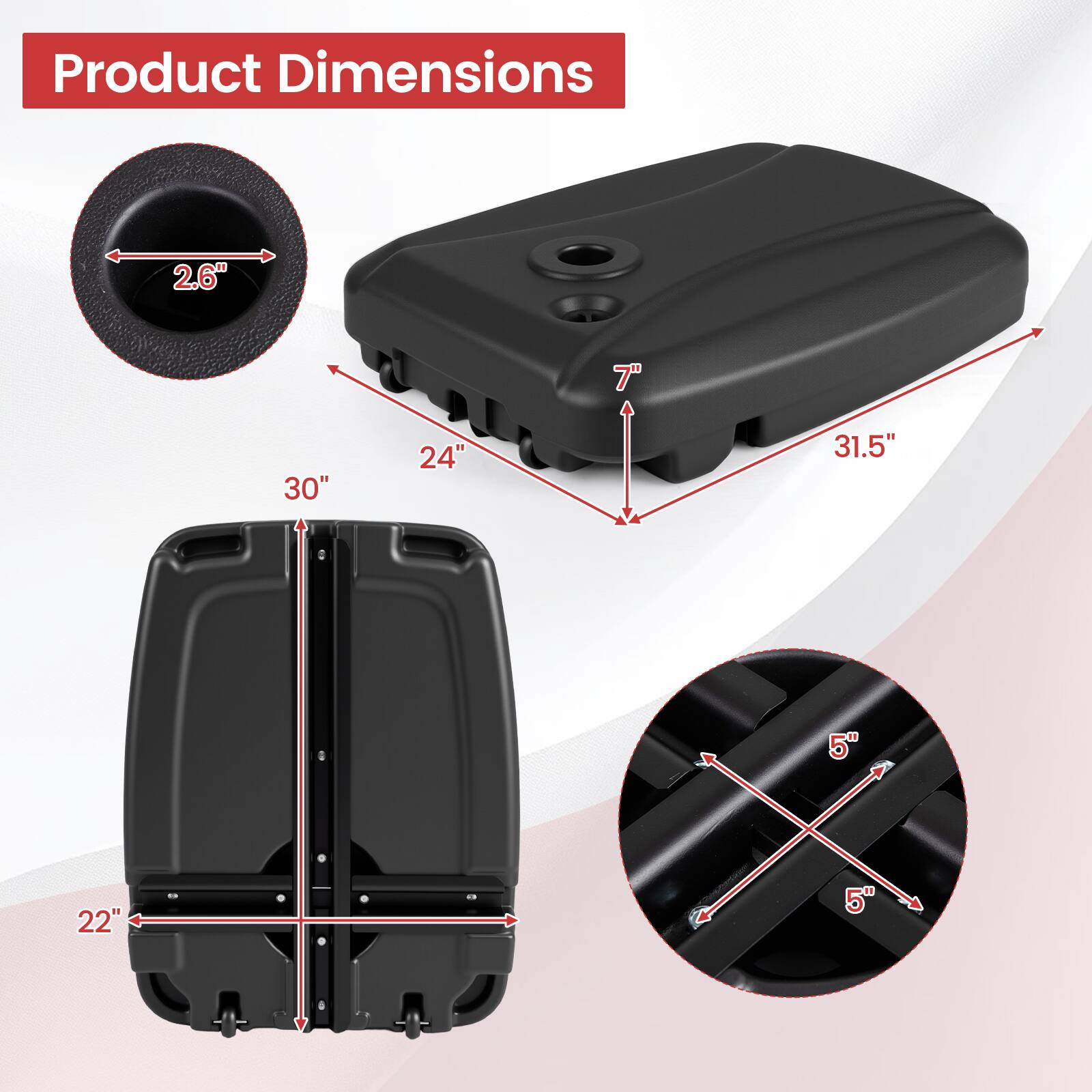 Product Dimensions: 2.6" x 7" x 30" x 24" x 31.5" x 5" x 22" x 5"