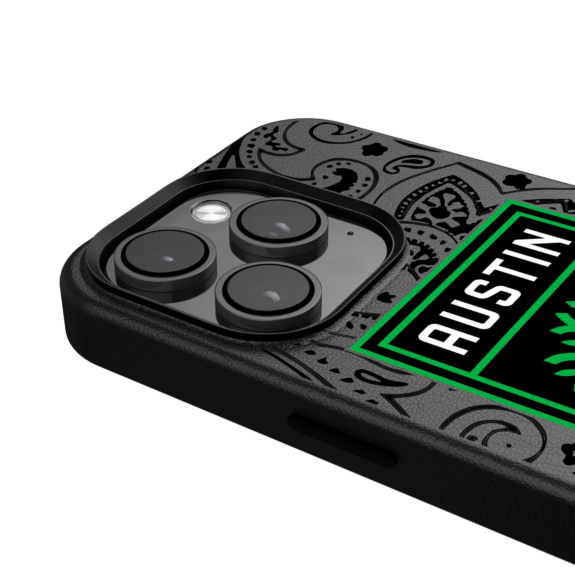 Alt View 3. Keyscaper - Black Austin FC iPhone Magnetic Bump Case - 16 Plus - Black.