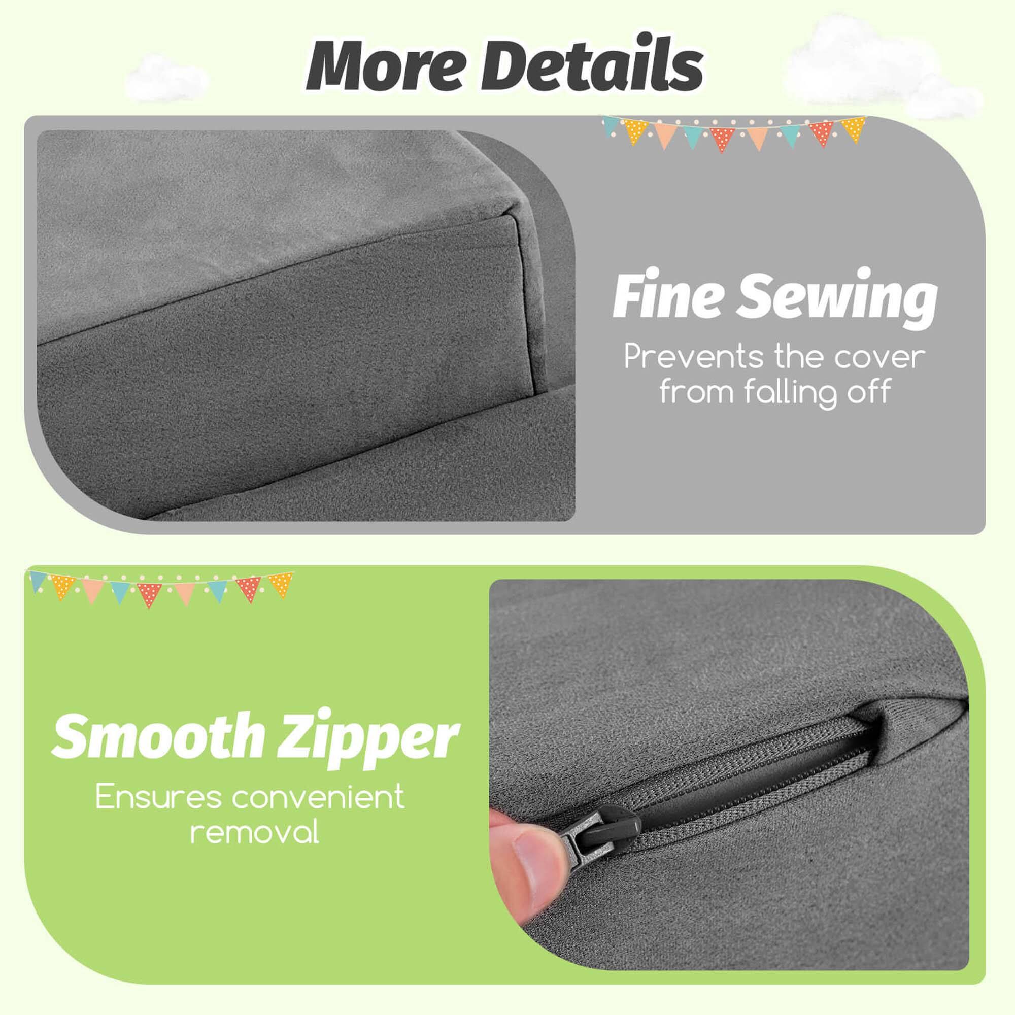 More Details

Fine Sewing  
Prevents the cover from falling off

Smooth Zipper  
Ensures convenient removal