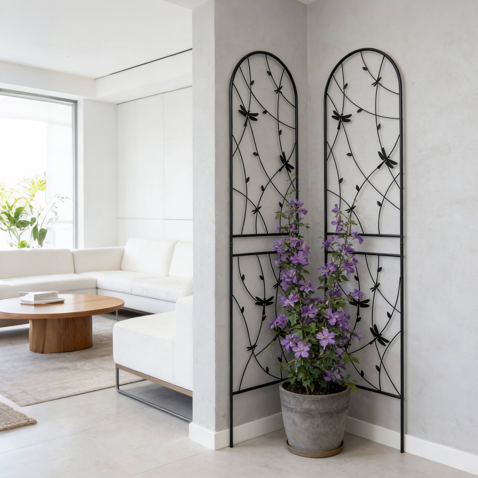 Alt View 1. Loheer - 2 Pack 7.2 ft x 1.6 ft Metal Garden Trellis for Climbing Plants.