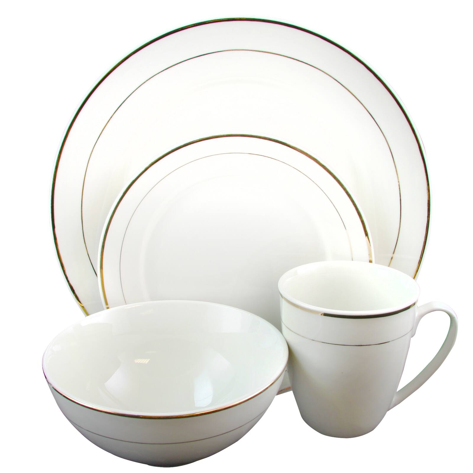 Alt View 5. Gibson - Gibson Home Palladine 16 Piece Dinnerware Double Gold Banded Set - Gold.