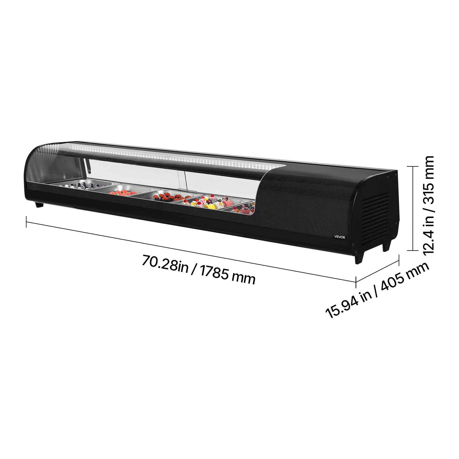 VEVOR Sushi Display Case Refrigerator, 2.9 Cu.ft Commercial Sushi