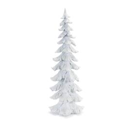 BreeBe - Flocked Pine Tree with Carved Design 26"H - White, Silver