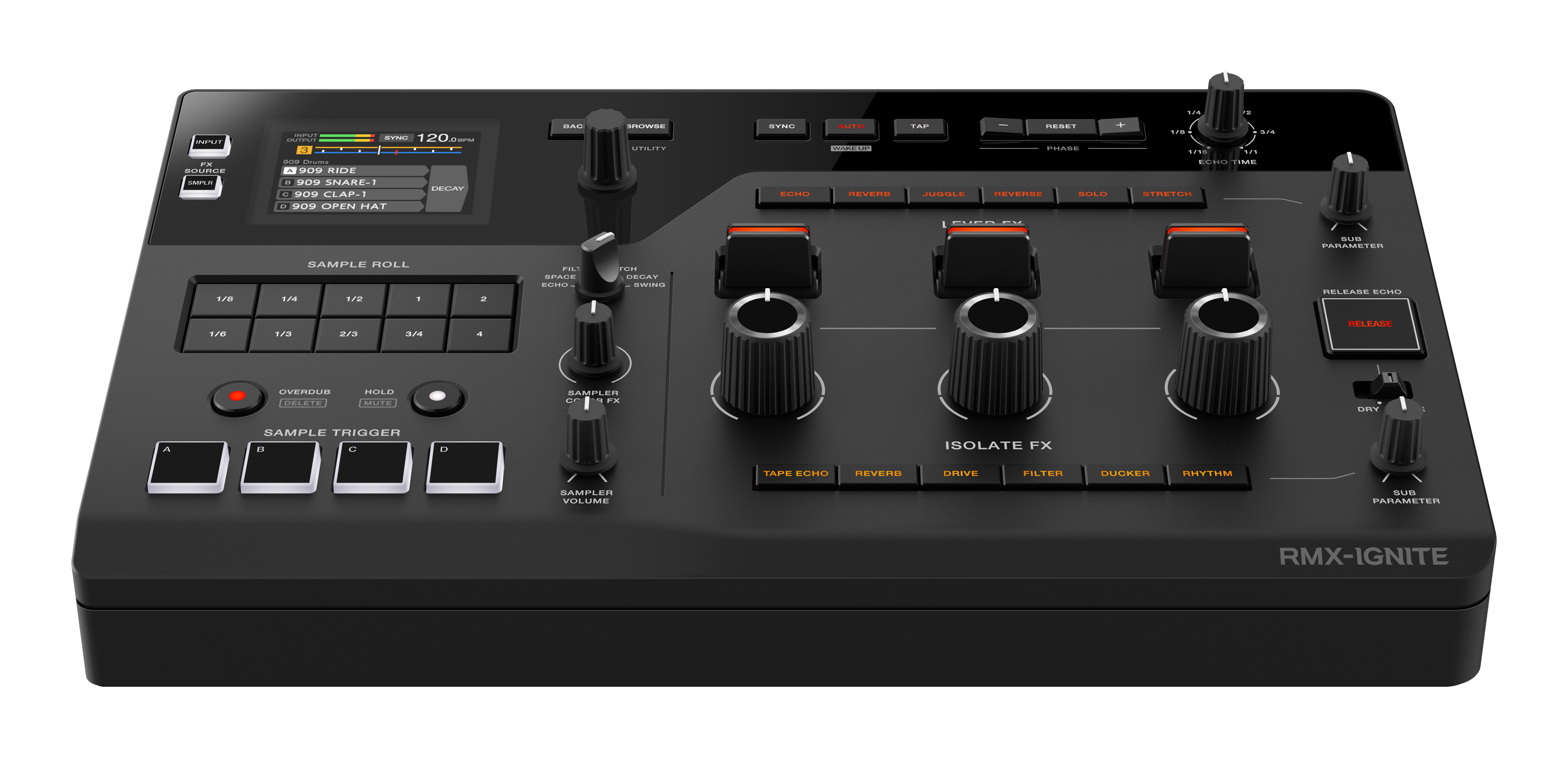 - BOdddA CER - C 120 - F adas : 9O9 RIDE 90G SNARE-1 DEDIAY C 909 LLAP1 - OS DPEN HAT COC ...... SINC ... i CCEHA 1AP .. ee SEOET HOEADE | .. ... ... .... ... ... Oade SREECIO I EUECEU | SUE aaddain 1/8 SAMPLE ROLL a 120 1 . FO SPACE CORL - ..... DECAT 8O ELEACE COSO 1/8 1/3 22a 34 a RELEARE OVERDUD IE 2ROLD MOIR BAMPLER UN PA VE A SAMPLE THIGGER 1 C . ISOLATE FX TAPE COI REVERR RIVE FILTEI DUCKER INVIDM SAMPLER VOLUME sun PARAMETER RMX-IGNITE