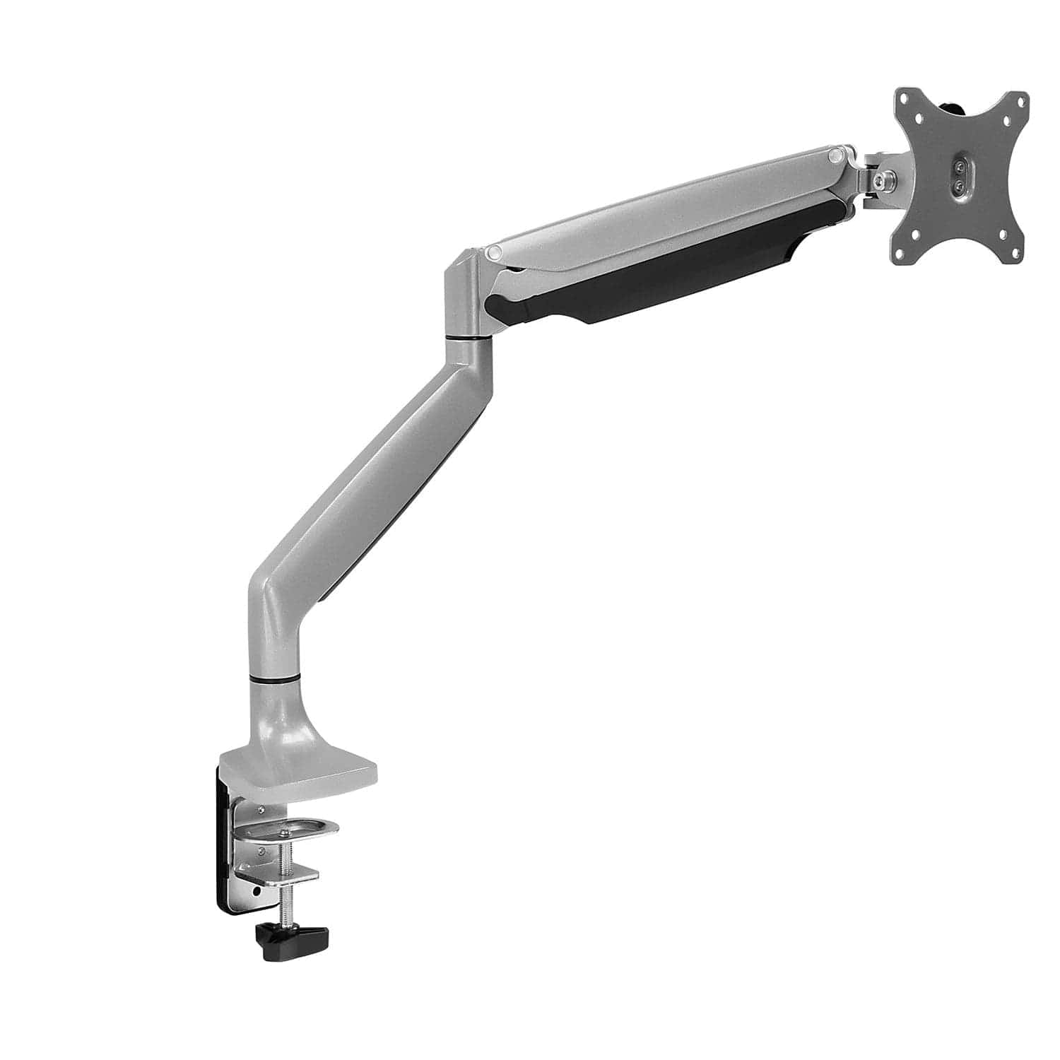 Front. Mount-It! - Single Monitor Gas Spring Desk Mount for Up to 32″ Screens – Full Motion Ergonomic Arm, Silver - Silver.