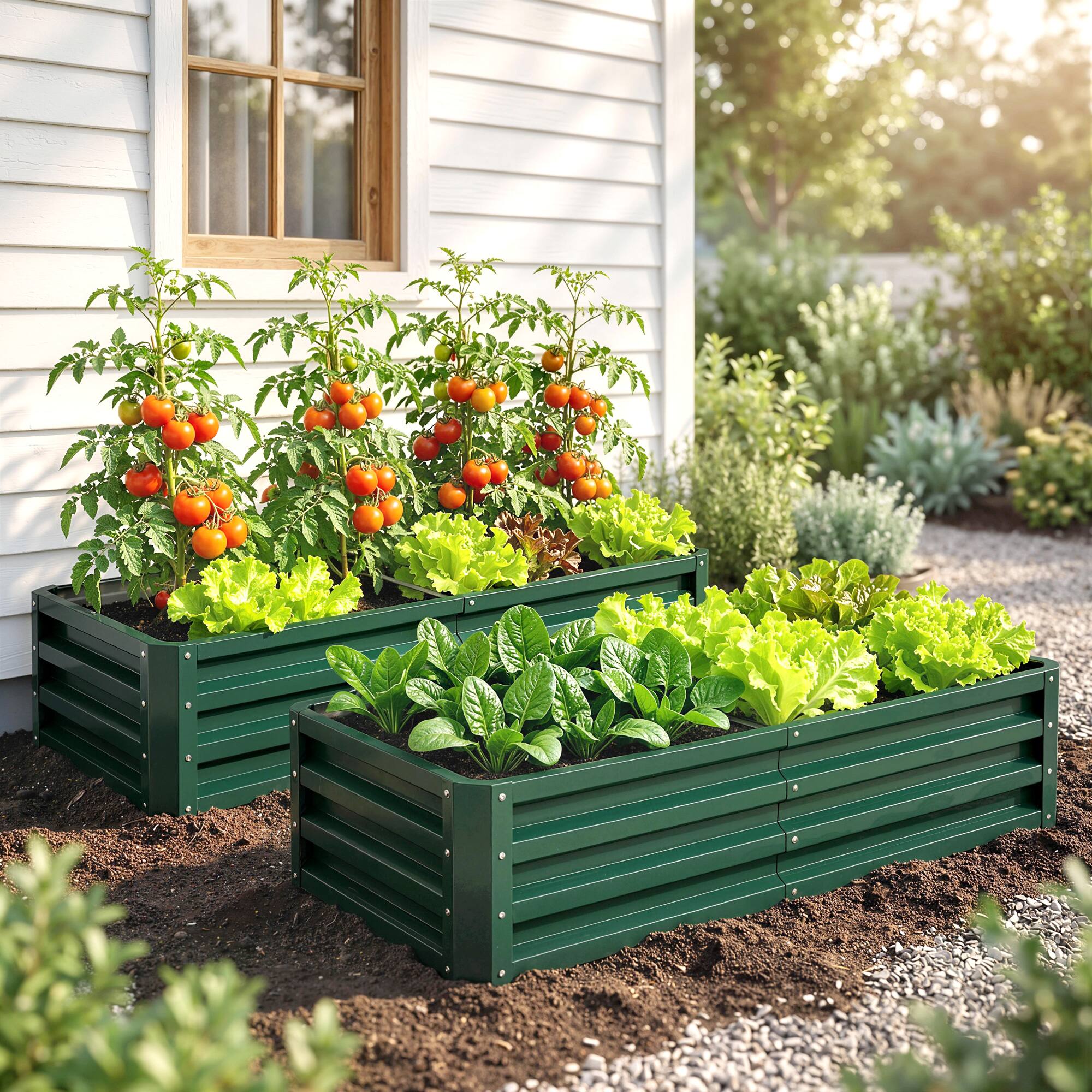 Alt View 7. Outsunny - Raised Garden Bed, 4' x 2' x 1' Metal Planter Box, for Growing Vegetables, Flowers, Herbs - Green.