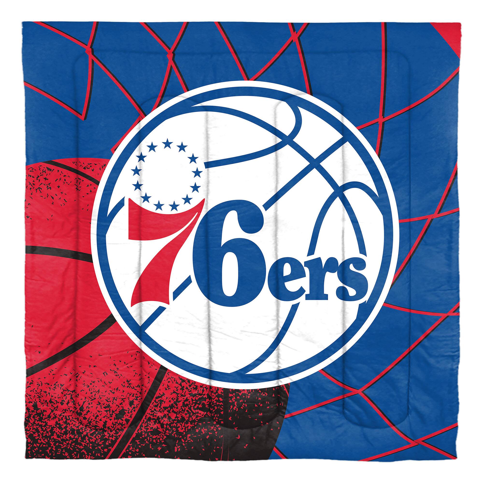 Angle. Sweet Home Collection - NBA Philadelphia 76ers Comforter & Pillow Sham Set- Full/Queen - Multicolored.