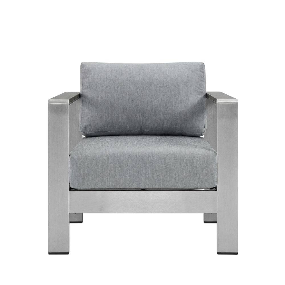 Back. Outdoor Escape - Aluminum Outdoor Lounge Set With Cushions And Backrest Support - Gray.