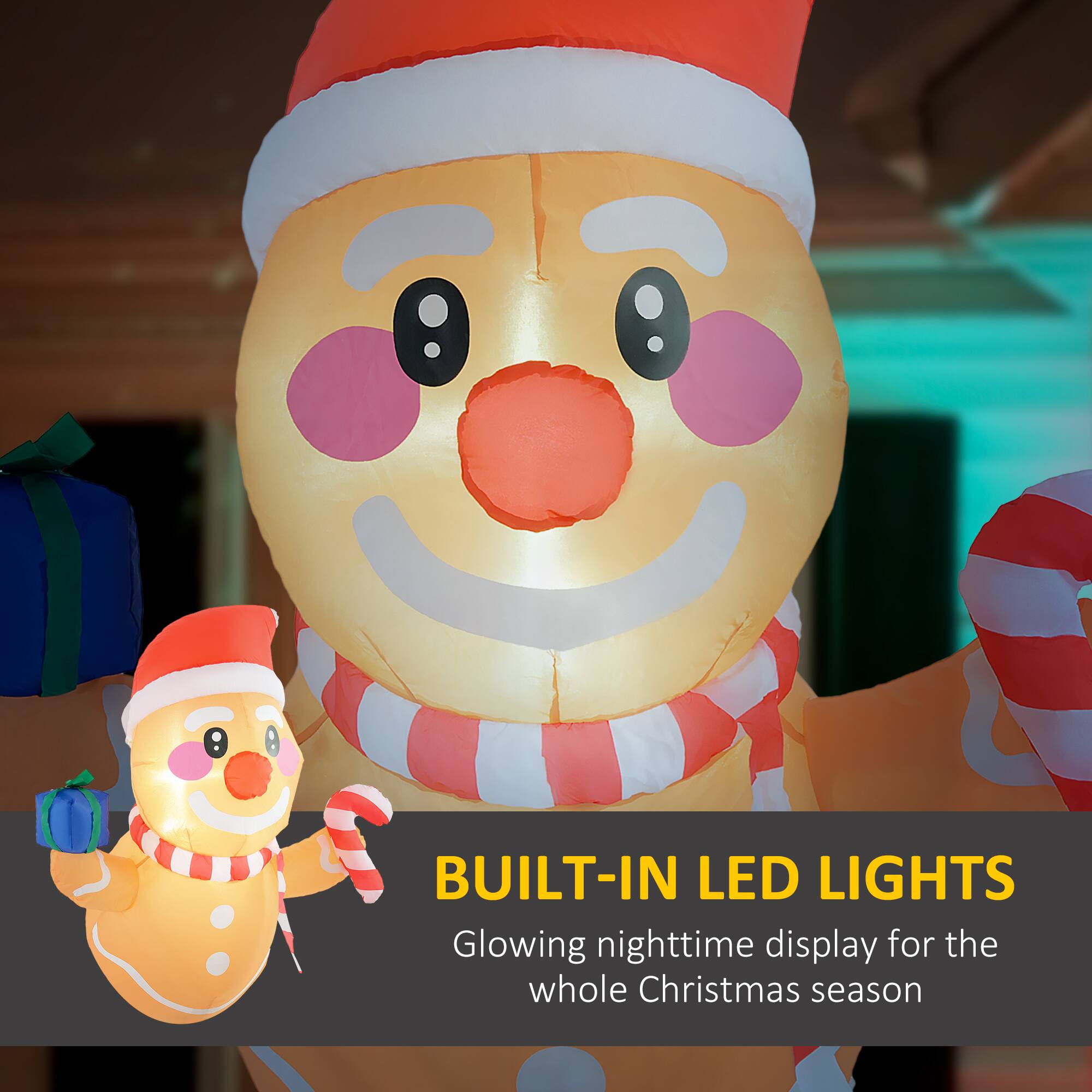 BUILT-IN LED LIGHTS: Glowing nighttime display for the whole Christmas season.