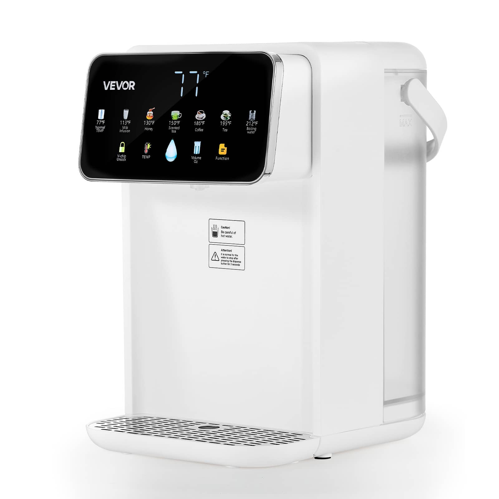 VEVOR - Instant Hot Water Dispenser, Countertop Boiling Water Dispenser with Adjustable 7 Temperatures & 7 Water Volumes - White