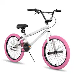 JOYSTAR - Brockway Freestyle Kids BMX Bike 20" Kids Bicycles for Ages 6-10, Girls Boys Beginner-Level Riders 2 Pegs - White