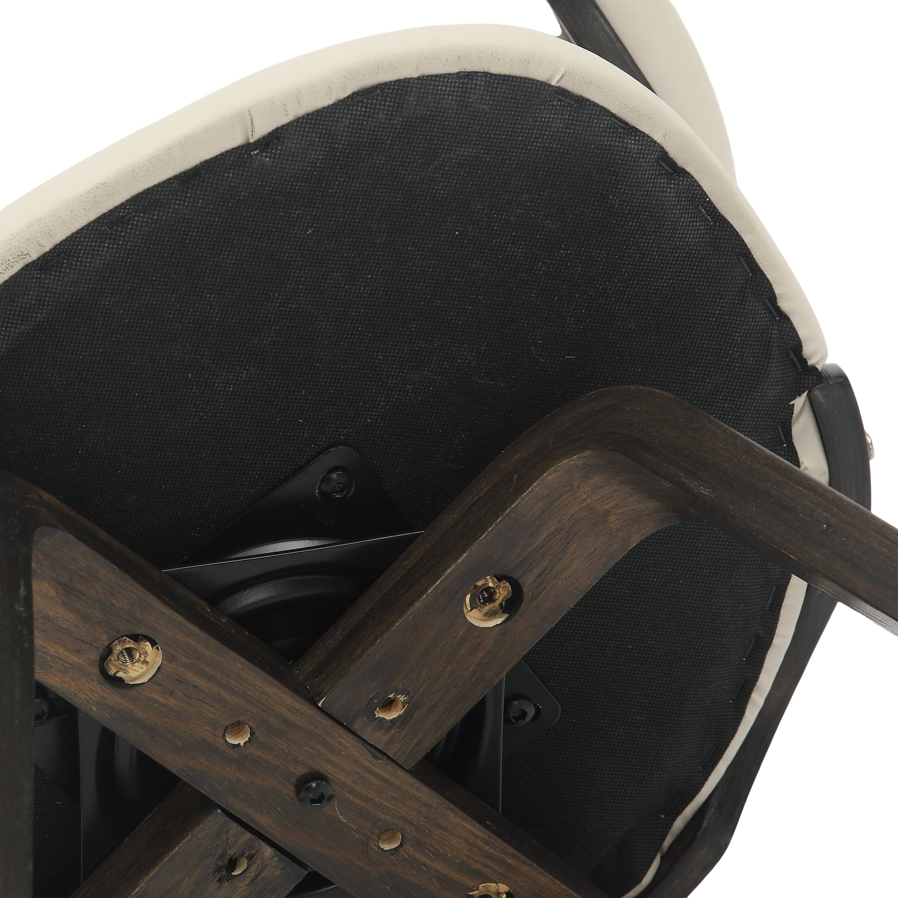 Alt View 5. LeisureMod - Klyne 2-PCS Swivel Dining Chair with Cutout Back & Leather Seat - Walnut/Taupe - Dark Walnut/Taupe.