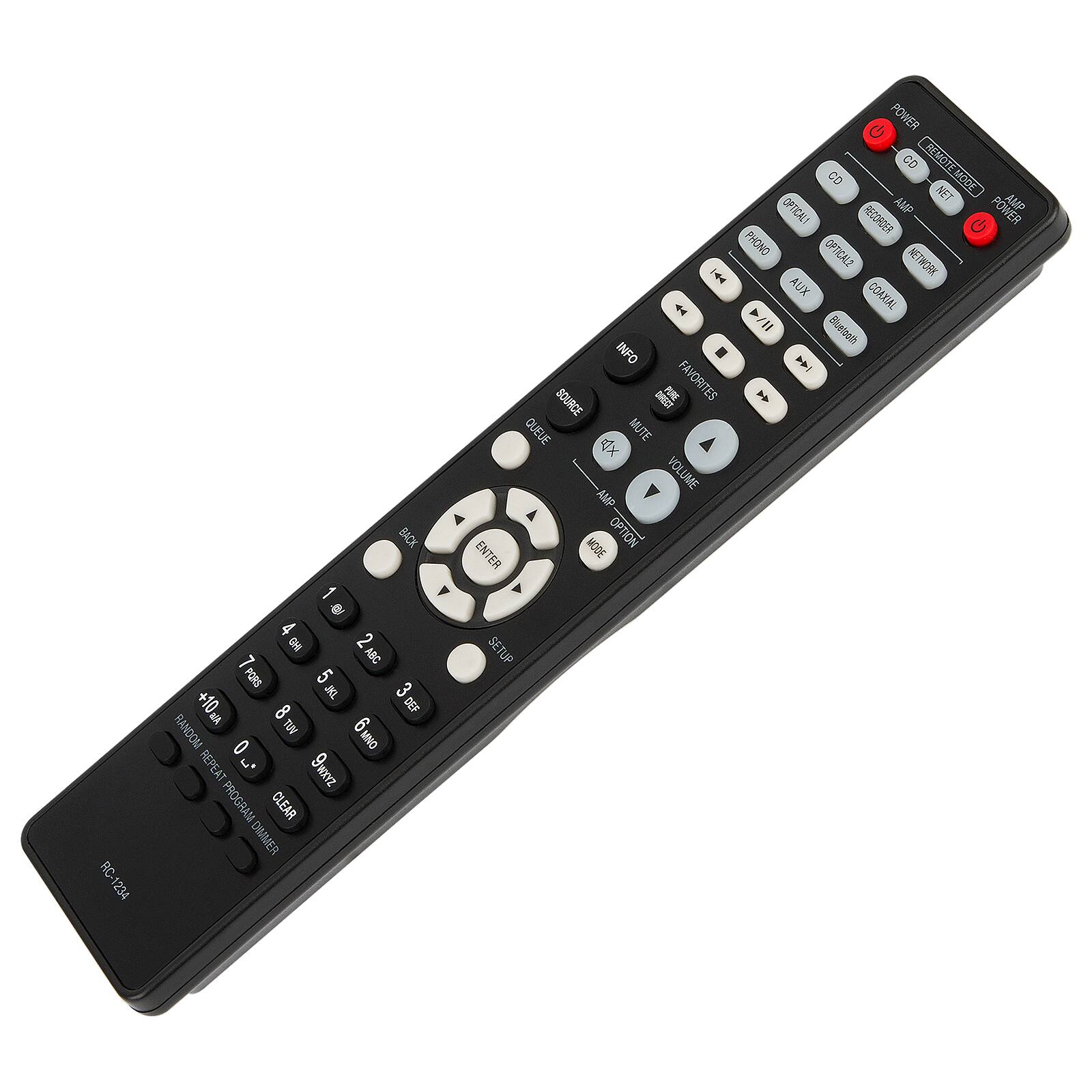 Sure, here is the corrected and grouped text from the image:

---

**Top Section:**
- 1234 BACK
- e 4 2 7 ABC PORS 5 3 +10 8 DEF RANDOM TUN 9 0 owng REPEAT . 9uxz PROGRAM/DIMMER PROGRAM CLEAR DIMMER i INFO SOURCE

**Middle Section:**
- 3 FAVORITES QUEUE MUTE XIE VOLUME AMP RODE OPTION ENTER SETUP G POWER CD 0 CD NET AMP OFTICALI AMP POWER RECORDER
- PHONO OPTICALE NETWORK AUX CONIAL

**Bottom Section:**
- 4 = Bluelasth 14

**Buttons:**
- POWER
- CD
- OPTICAL
- RECORDER
- AUX
- NETWORK
- PHONO
- AUX
- CD
- OPTICAL
- NETWORK
- AUX
- CD
- OPTICAL
- NETWORK
- AUX
- CD
- OPTICAL
- NETWORK
- AUX
- CD
- OPTICAL
- NETWORK
- AUX
- CD
- OPTICAL
- NETWORK
- AUX
- CD
- OPTICAL
- NETWORK
- AUX
- CD