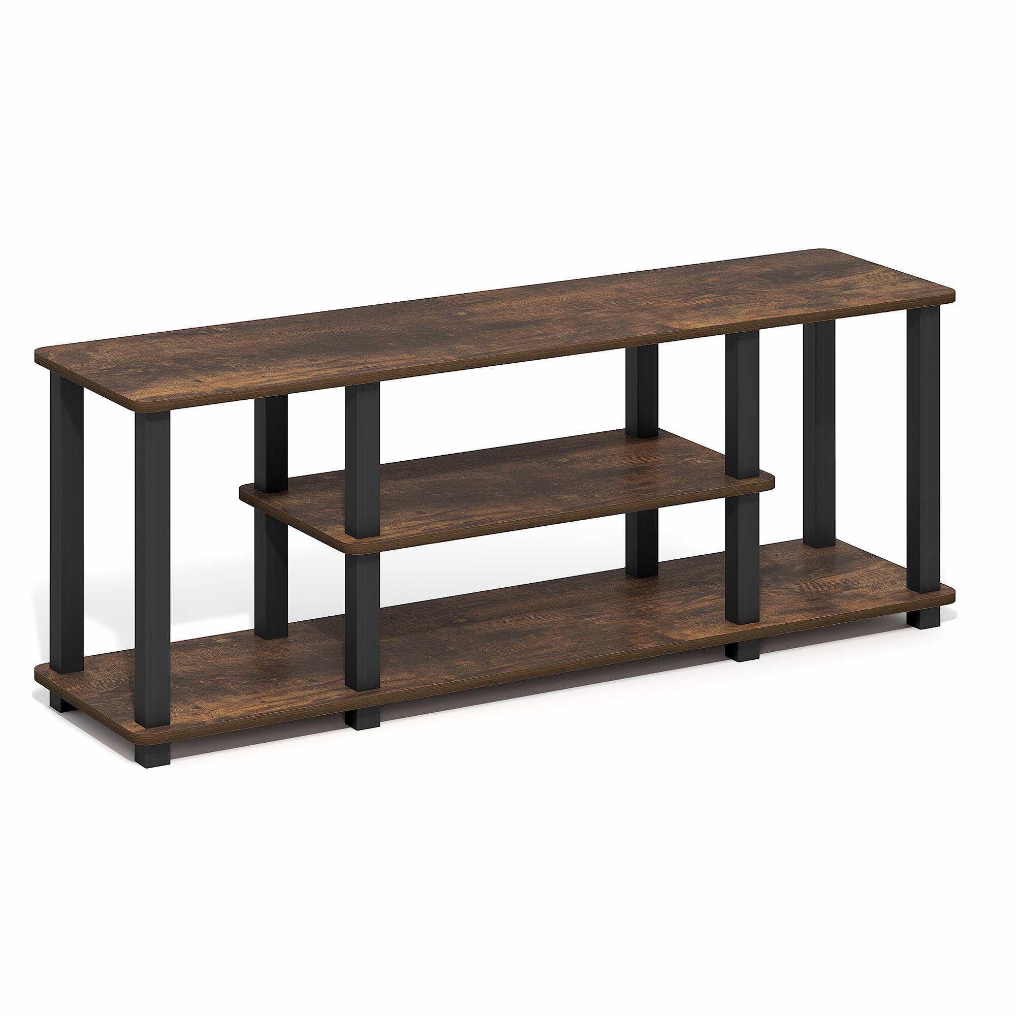 Alt View 5. Furinno - TURN-S-TUBE TV Stand, Open Shelf Entertainment Center, TV Console for TV up to 50 Inch, Open Back, Toolless Assembly - Amber Pine/Black.