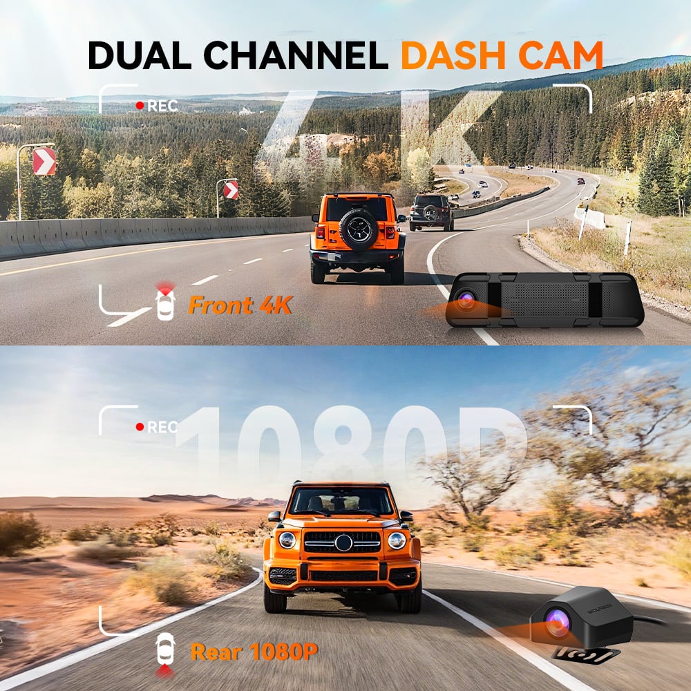 DUAL CHANNEL DASH CAM
Front 4K
Rear 1080P
