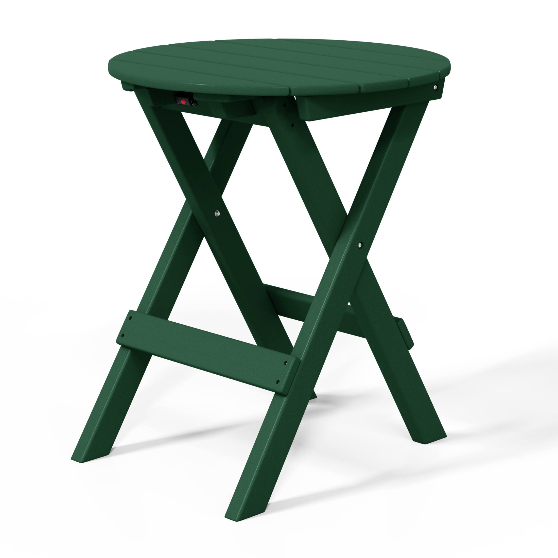 Alt View 1. WestinTrends - WestinTrends Malibu HDPE Outdoor 24.5 Inch Round Portable Folding Patio Dining Table - Dark Green.