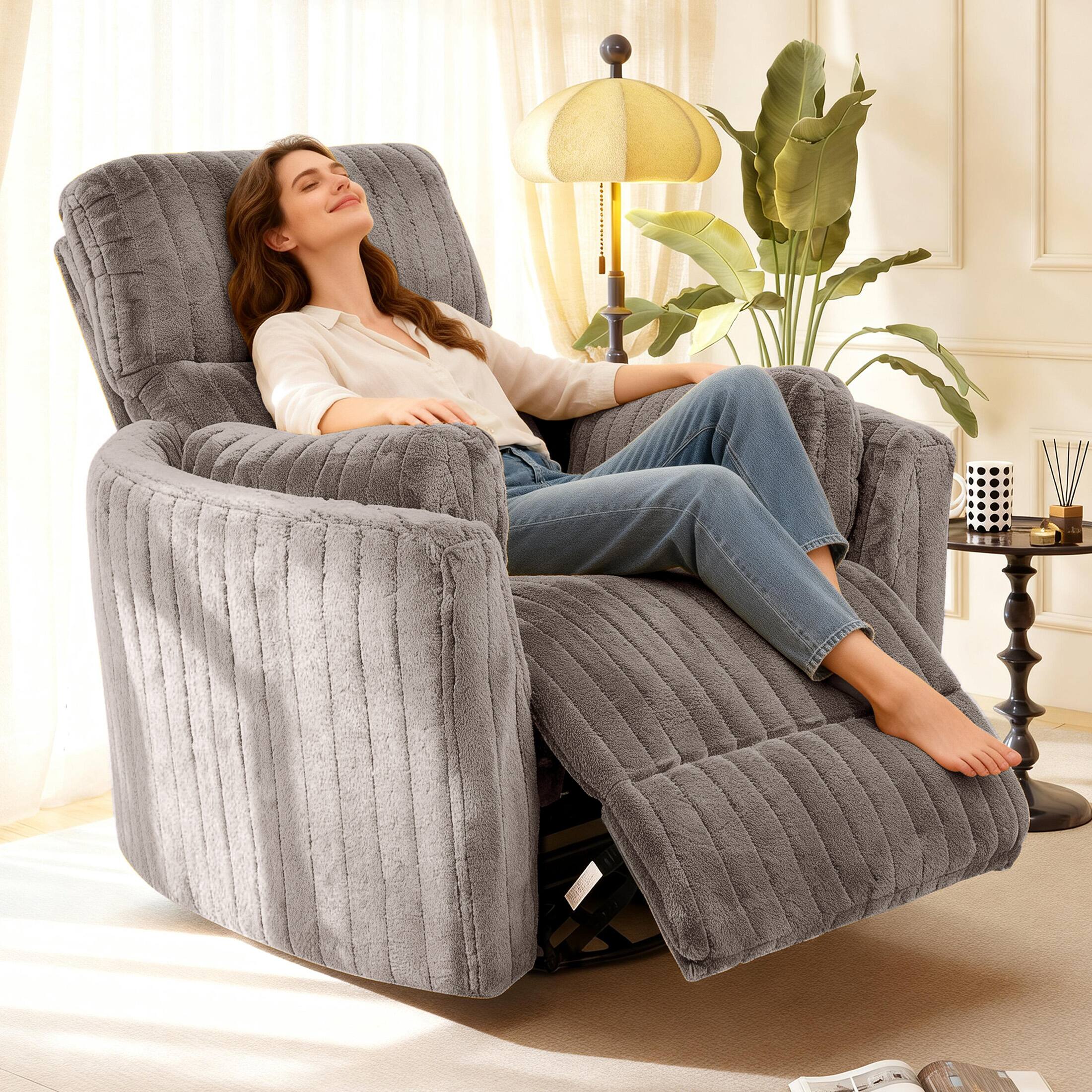 Front. Anysun - Anysun Modern Power Swivel Glider Recliner with Integrated USB Charging and Plush Seating - Taupe.