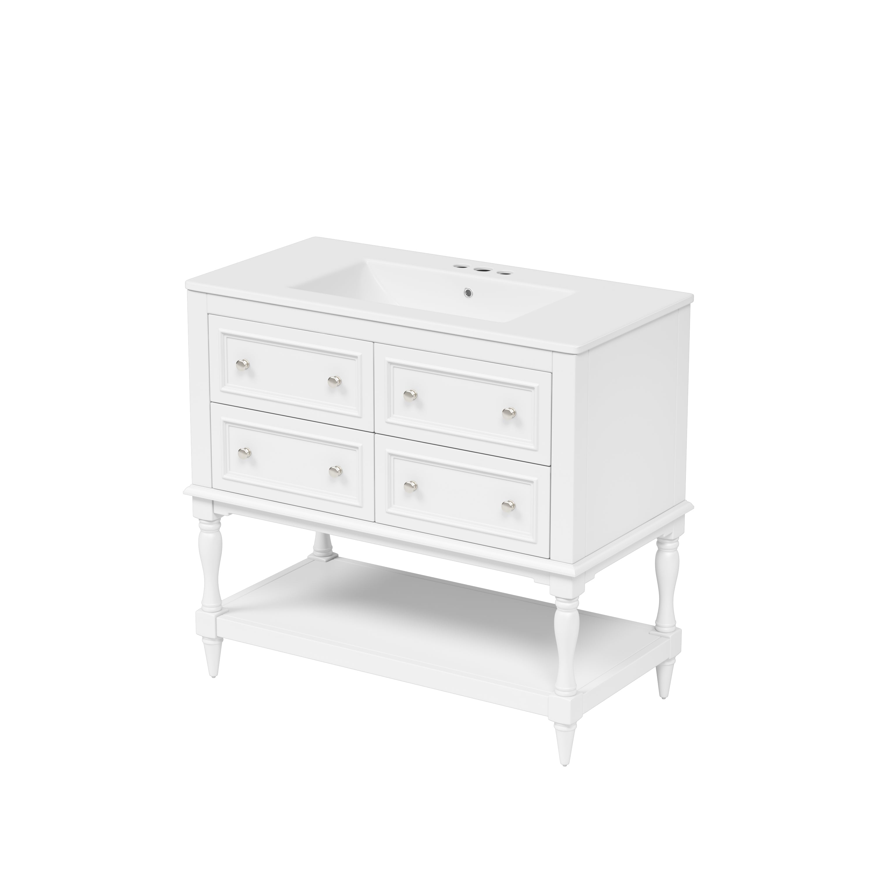 Alt View 10. Boyel Living - 36 Inch Modern Bathroom Vanity with Ceramic Sink Four Drawers Two Cabinets White - White.