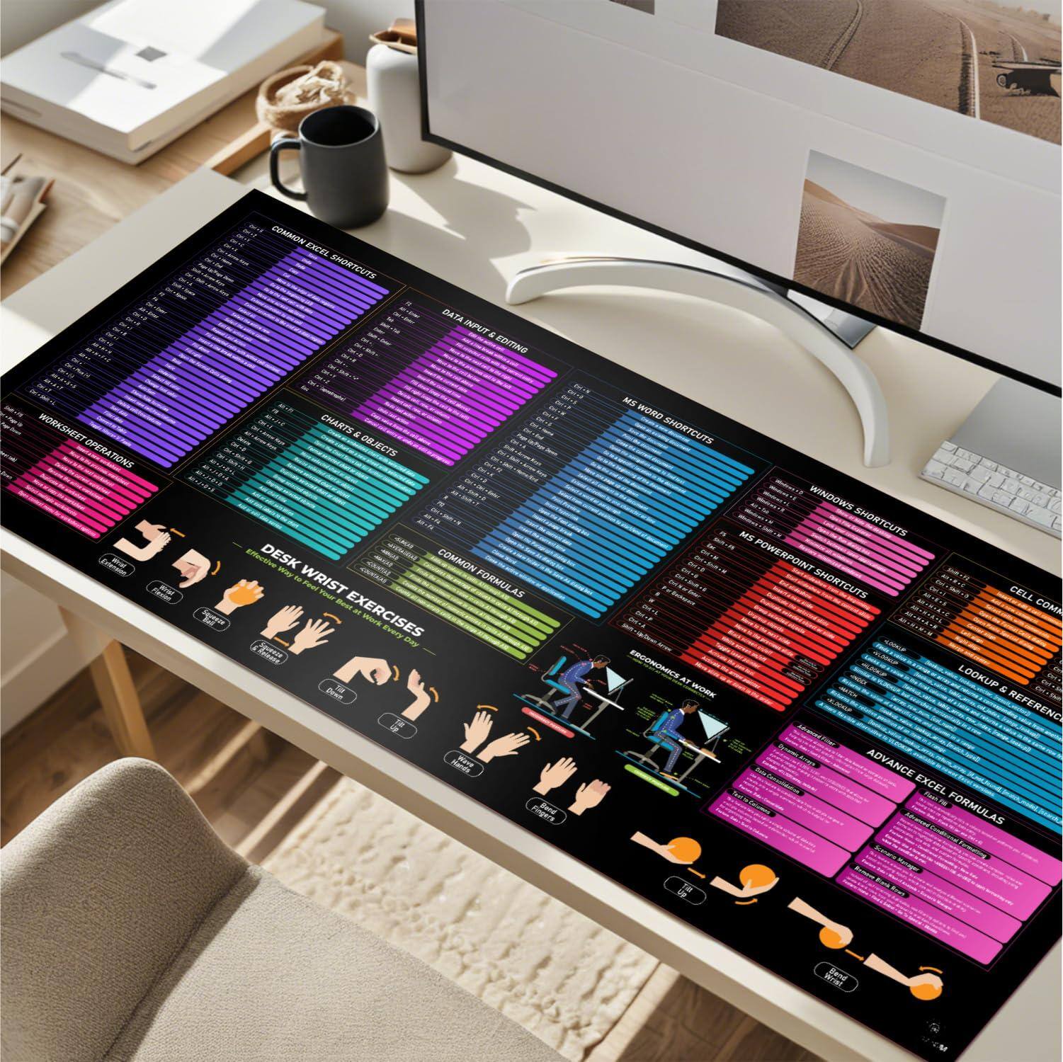 Sure, here is the corrected and grouped text from the image:

---

**MS EXCEL SHORTCUTS**

- **WORKSHEET OPERATIONS**
  - Ctrl + N: New Workbook
  - Ctrl + O: Open Workbook
  - Ctrl + S: Save Workbook
  - Ctrl + P: Print
  - Ctrl + W: Close Workbook
  - Ctrl + F: Find
  - Ctrl + H: Replace
  - Ctrl + Z: Undo
  - Ctrl + Y: Redo
  - Ctrl + Shift + Z: Redo
  - Ctrl + Shift + F: Format Cells
  - Ctrl + Shift + H: Hide Row
  - Ctrl + Shift + I: Insert Row
  - Ctrl + Shift + L: Filter
  - Ctrl + Shift + M: Hide Column
  - Ctrl + Shift + N: Insert Column
  - Ctrl + Shift + O: Open Workbook
  - Ctrl + Shift + P: Print
  - Ctrl + Shift + S: Save As
  - Ctrl + Shift + W: Close Workbook
  - Ctrl + Shift + X: Cut
  - Ctrl + Shift + C: Copy
  - Ctrl + Shift + V: Paste
