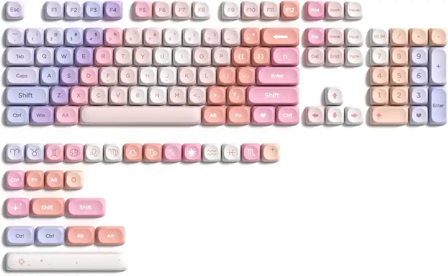 38 Key Layout Womier PBT Keycap Set, MOA Profile Dye Sub Custom Keyboard Keycap for ...