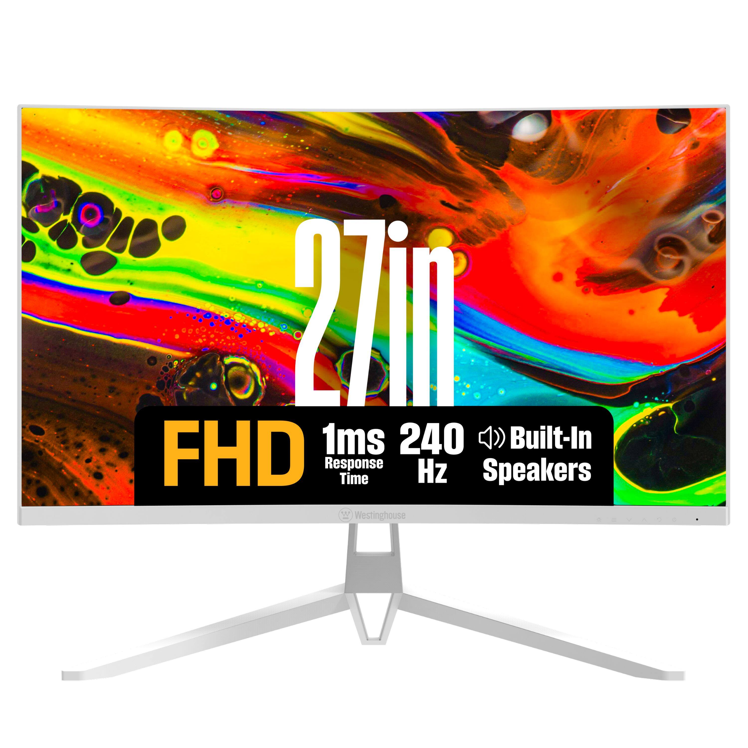 Westinghouse - 27" Curved FHD Gaming Monitor, 200Hz, 1ms, FreeSync, 1920x1080, DP, 2x HDMI, Speakers - White