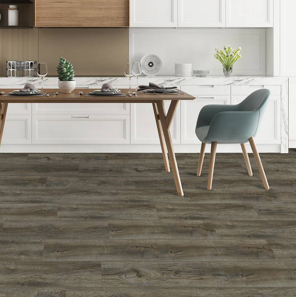 Angle. Dotfloor - 48"x7.2" SPC Composite Flooring; 10 Planks/Box (23.9 sq. ft/Box); 6mm Thick with 1mm IXPE Backing; 20 mil Wear Layer; - Classic Tree.