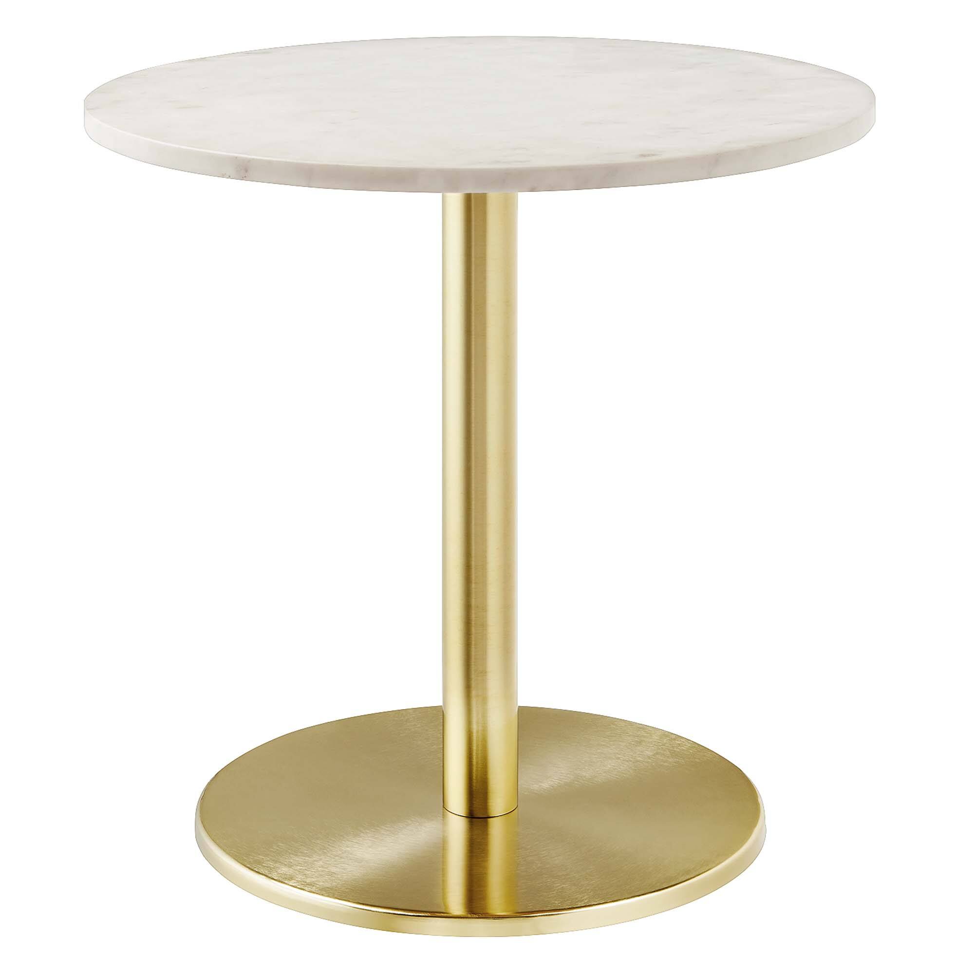 Angle. Modway - Viva Round White Marble Side Table by Modway - Brass White.