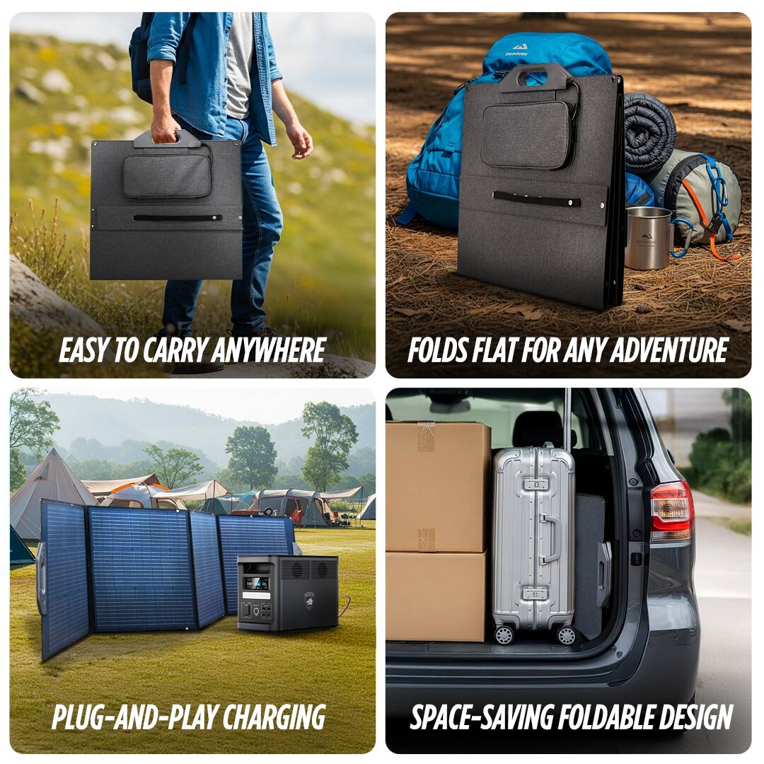 EASY TO CARRY ANYWHERE  
FOLDS FLAT FOR ANY ADVENTURE  
PLUG-AND-PLAY CHARGING  
SPACE-SAVING FOLDABLE DESIGN