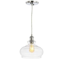 Jonathan Y - Wyatt 9.5" Pharmacy Metal/Glass LED Pendant - Chrome