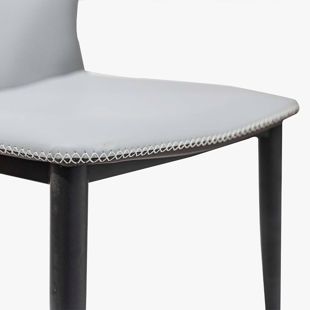 Alt View 5. POVISON - Modern Leather Wingback Dining Chairs Set of 2, High Back Side Chairs, Gray & Brown - Light Gray & Brown.