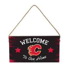 Evergreen Enterprises - Calgary Flames 6" x 11" Welcome Home Wood Wall Sign with Rope Hanger - Multicolor