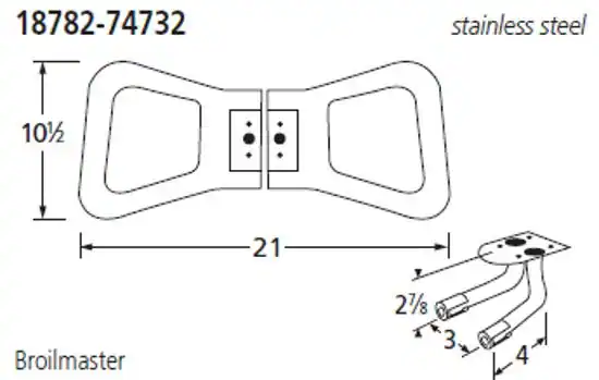 18782-74732 stainless steel 10 1/2 21 Broilmaster 2 3/8 3 4