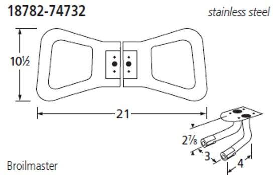 18782-74732 stainless steel 10 1/2 21 Broilmaster 2 3/8 3 4