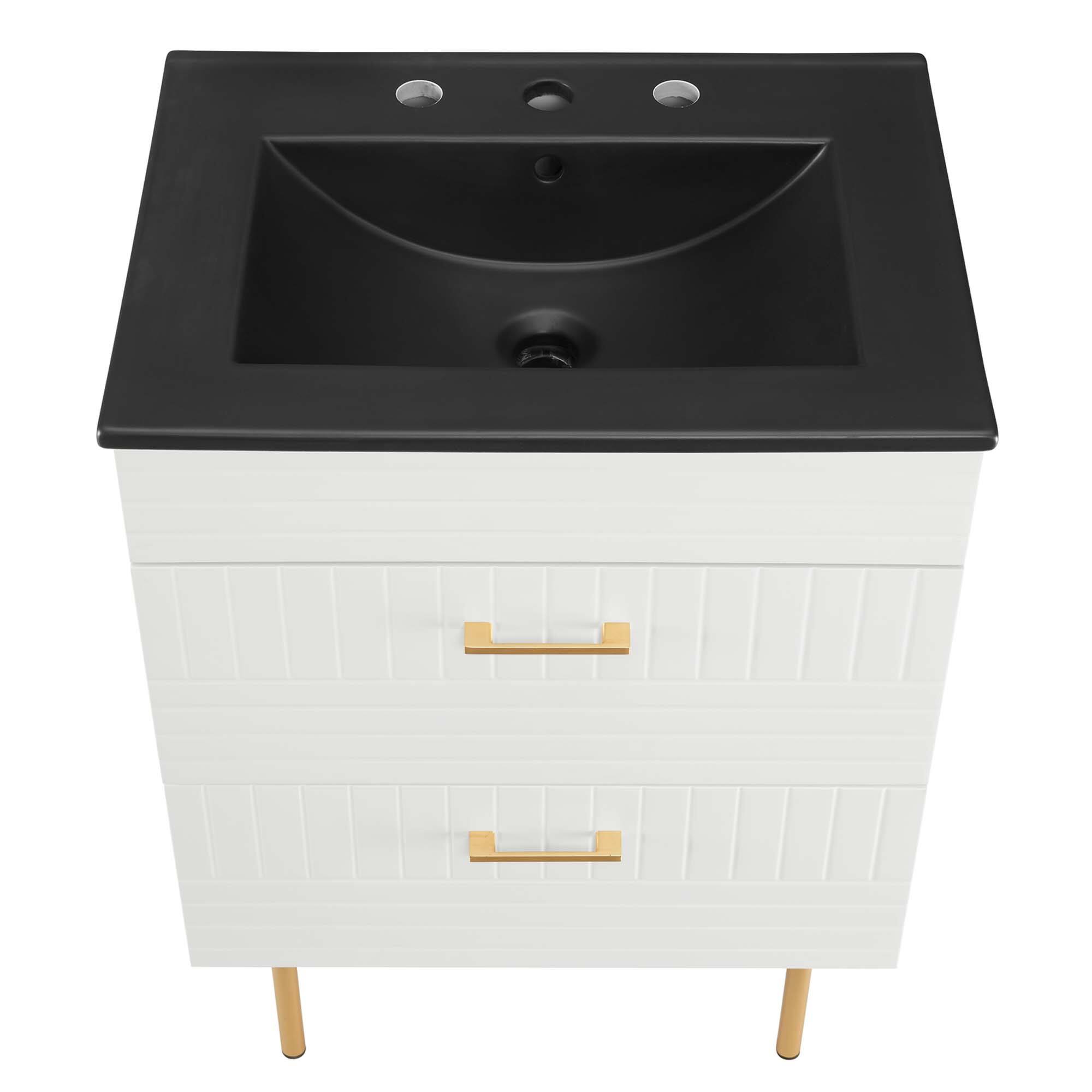 Alt View 4. Modway - Daybreak Bathroom Vanity Basin Included by Modway - White Black.