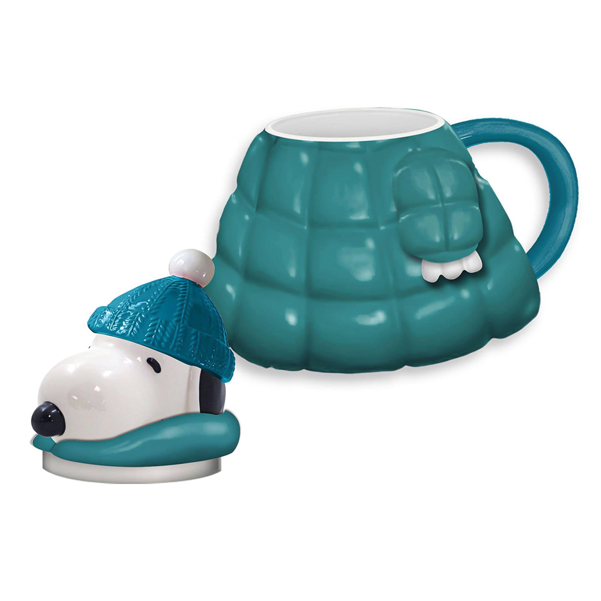 Alt View 10. ICUP - Peanuts Snoopy Puffy Jacket 16 Ounce Sculpted Ceramic Mug With Lid - Blue.