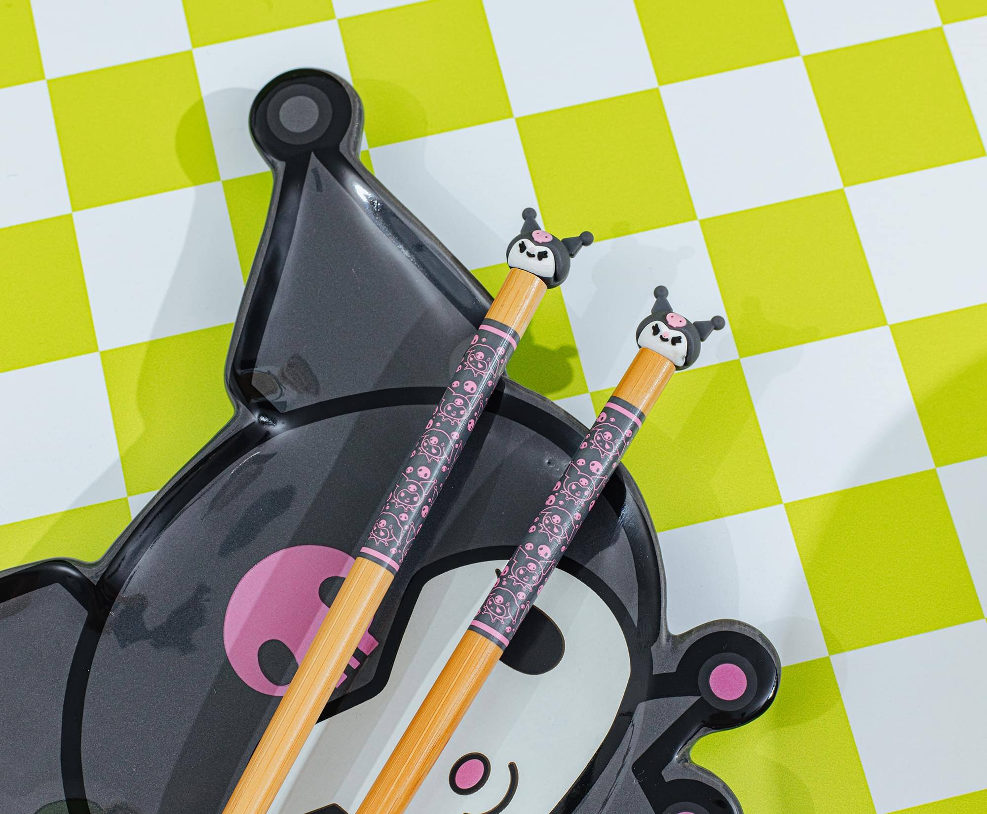 Alt View 5. Silver Buffalo - Sanrio Kuromi 2-Pair Bamboo Chopstick Set With Ceramic Rests - Blue.